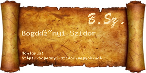 Bogdányi Szidor névjegykártya